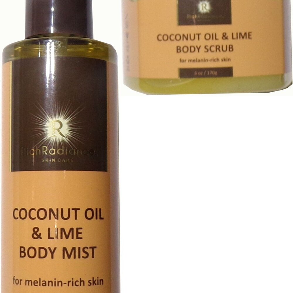 Rich Radiance Coconut Oil & Lime Body Mist, Body Scrub (Set of 2)